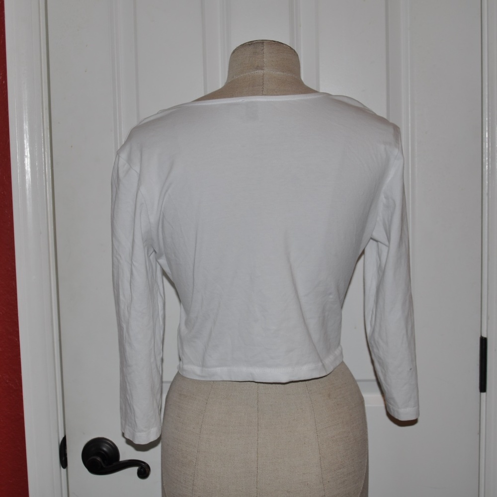 ASOS White Crossover Petite Wrap Front Crop Top A5 - Picture 4 of 7